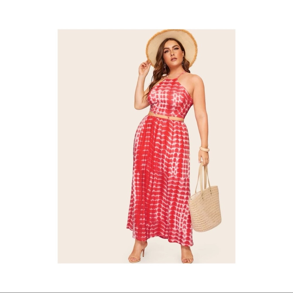 SHEIN Tie Dye Criss Cross Cami Dress
